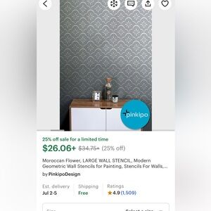 BRAND NEW NEVER USED Moroccan Style Wall Stencil